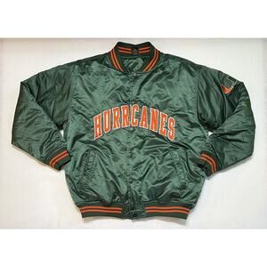 Vintage 80’s Miami Hurricanes Satin Starter Bomber Snap Large Jacket